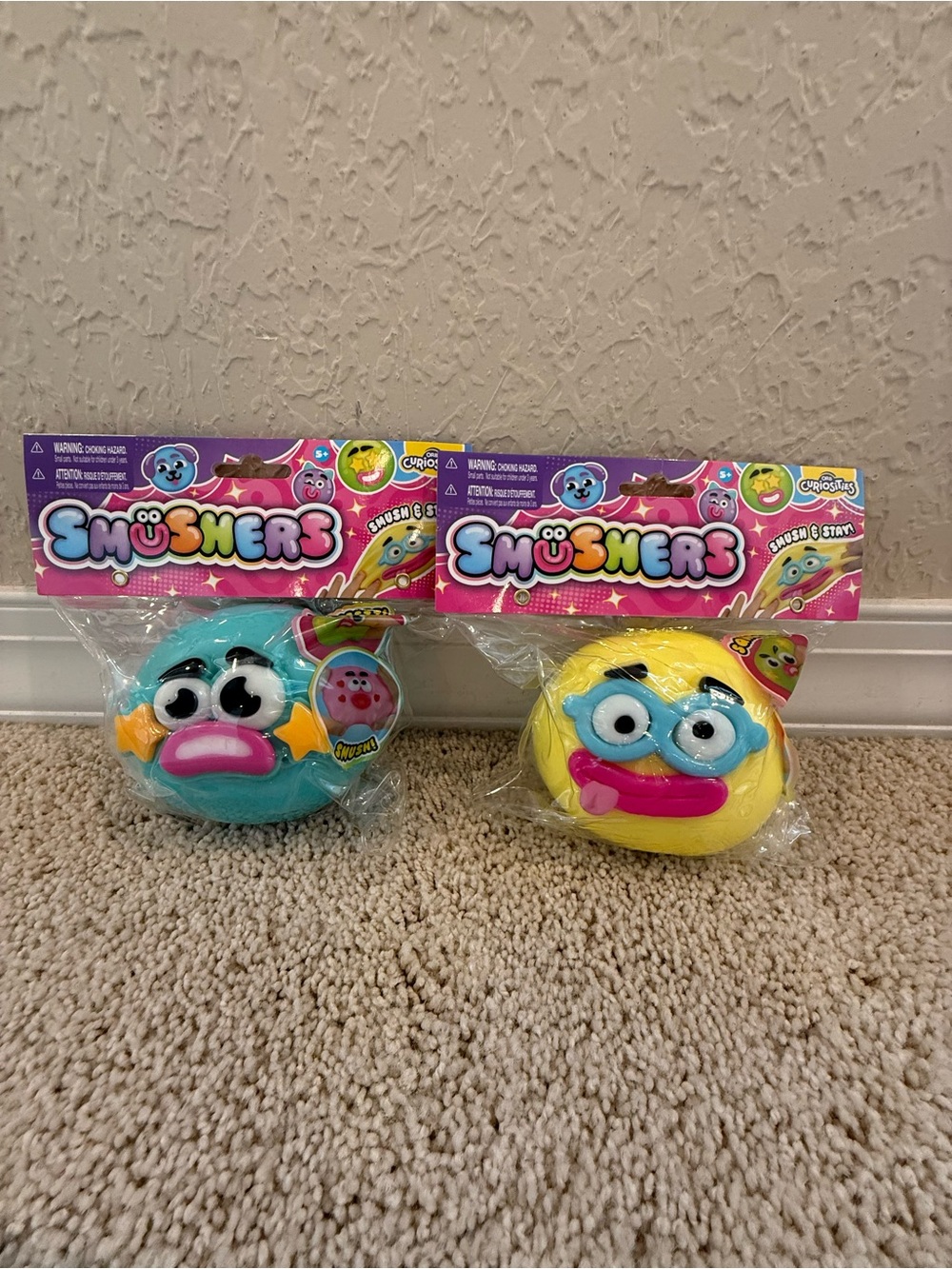 Smushers Squeeze Toy Duo - Turquoise and Yellow